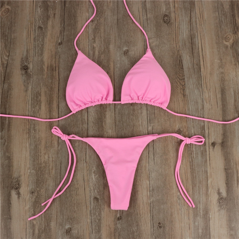 Women's Halterneck Lace-Up Bikini Set with Adjustable Straps Michan Direct