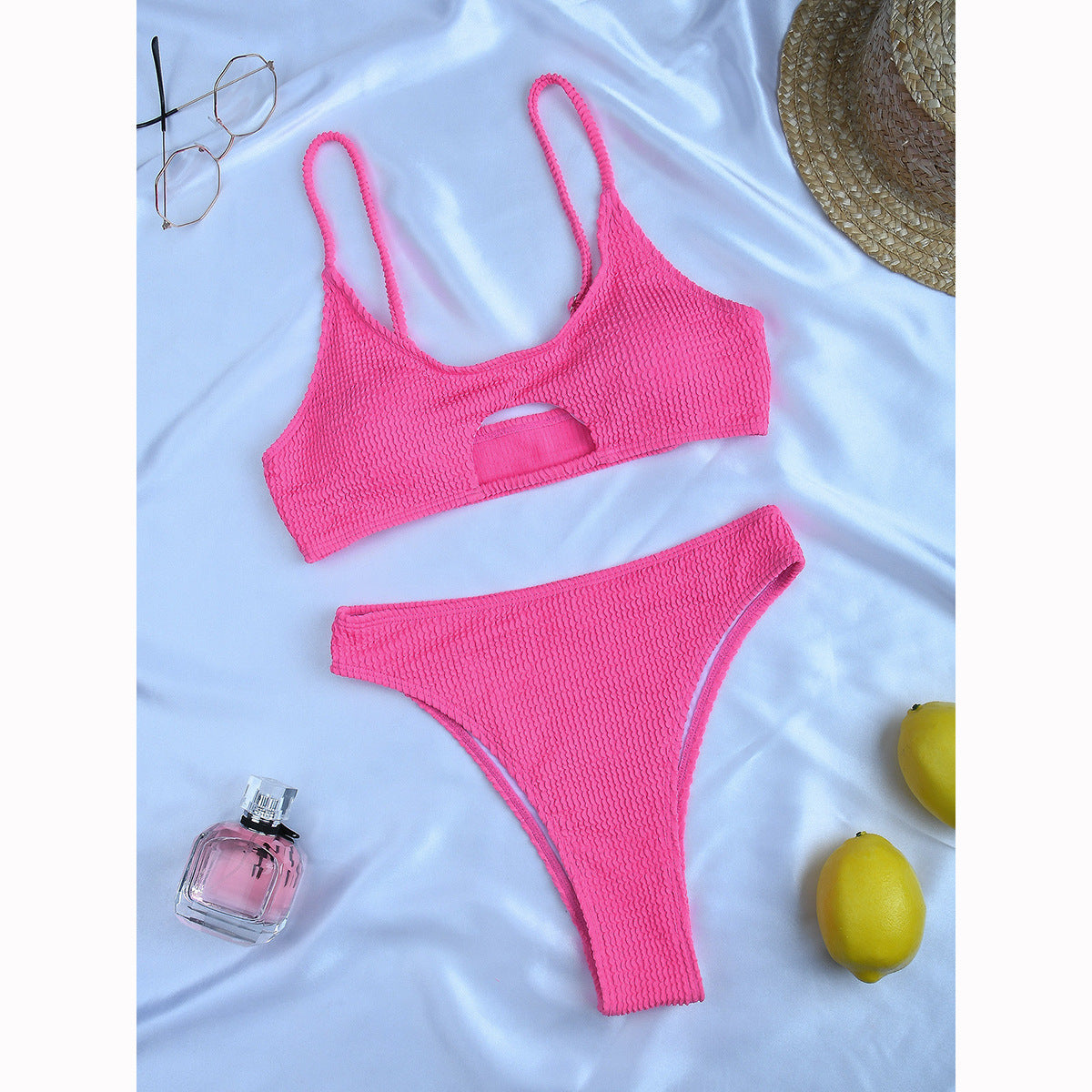 Women's High-Waisted Bikini Set – Solid Colour Two-Piece Michan Direct