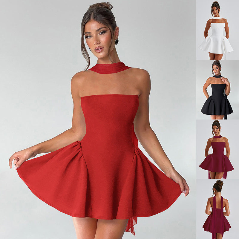 Strapless Backless Mini Dress with Back Zip