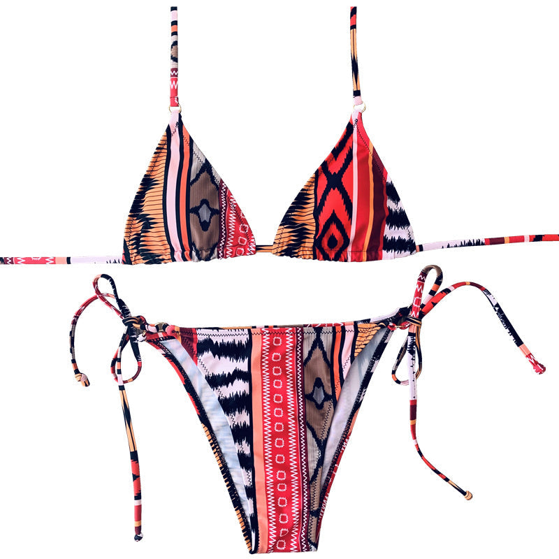 Women's Printed Halter Triangle Bikini Set Michan Direct