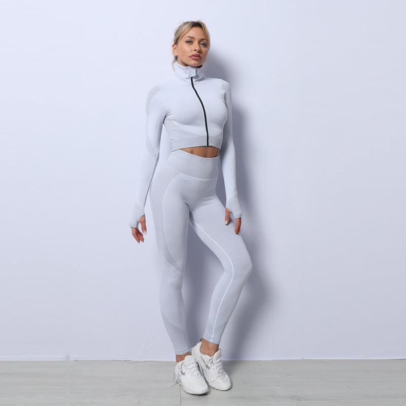 Women's 3-Piece Yoga Gym Set – Sports Bra, Zip Hoodie & Leggings Activewear