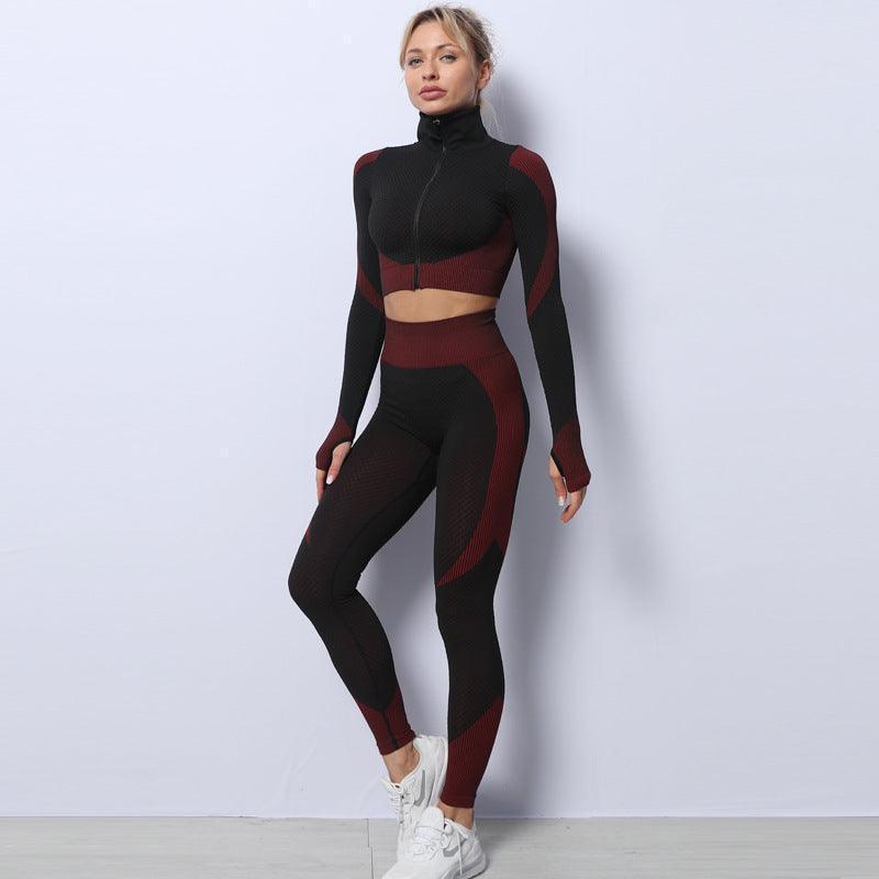 Women's 3-Piece Yoga Gym Set – Sports Bra, Zip Hoodie & Leggings Activewear