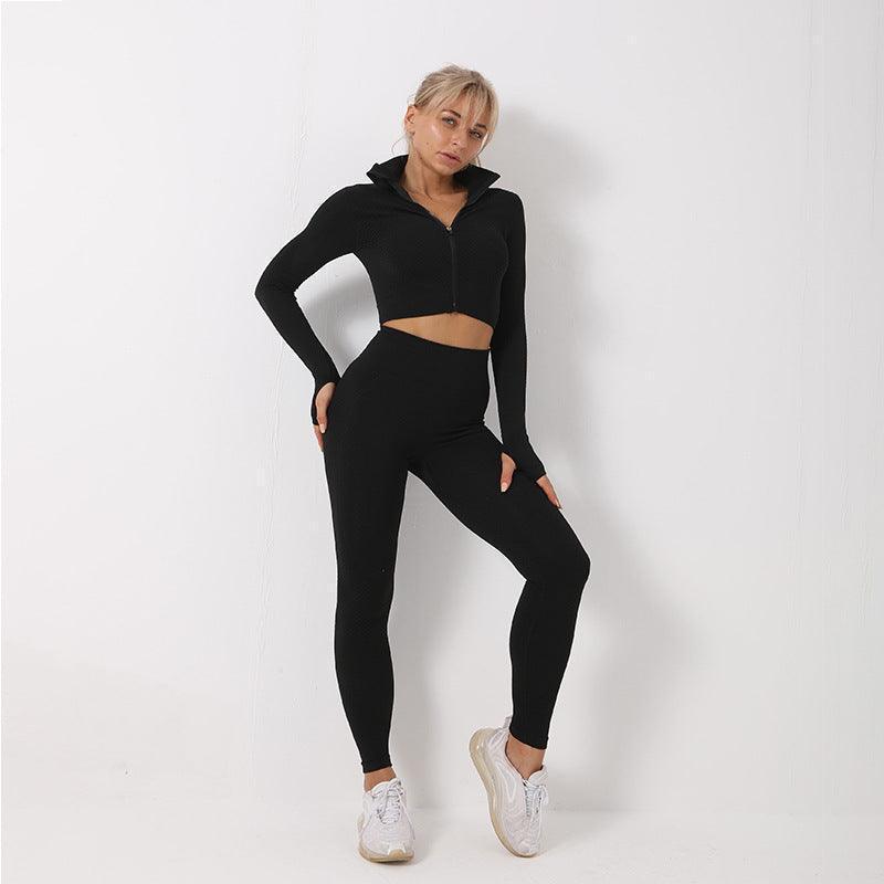 Women's 3-Piece Yoga Gym Set – Sports Bra, Zip Hoodie & Leggings Activewear