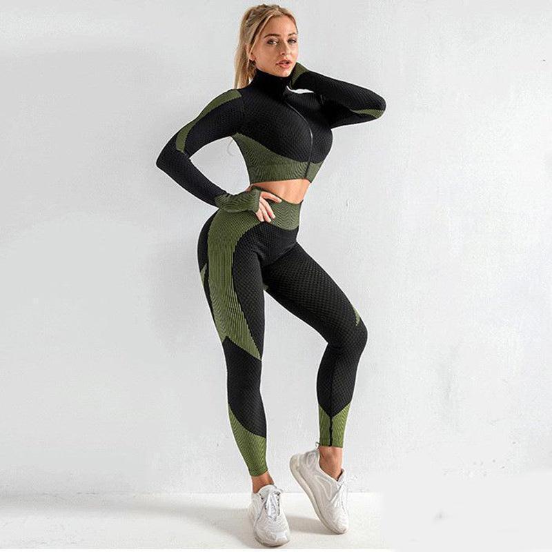 Women's 3-Piece Yoga Gym Set – Sports Bra, Zip Hoodie & Leggings Activewear