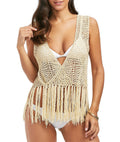 Women's Apricot Openwork Tassel Beach Cover-Up Michan Direct