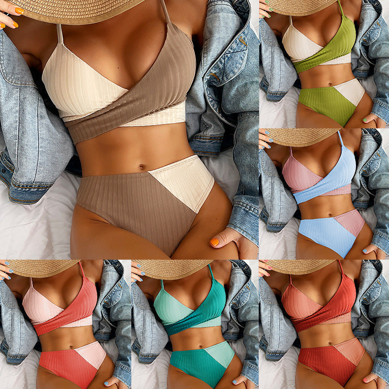 Women's Ribbed High-Waisted Bikini Set