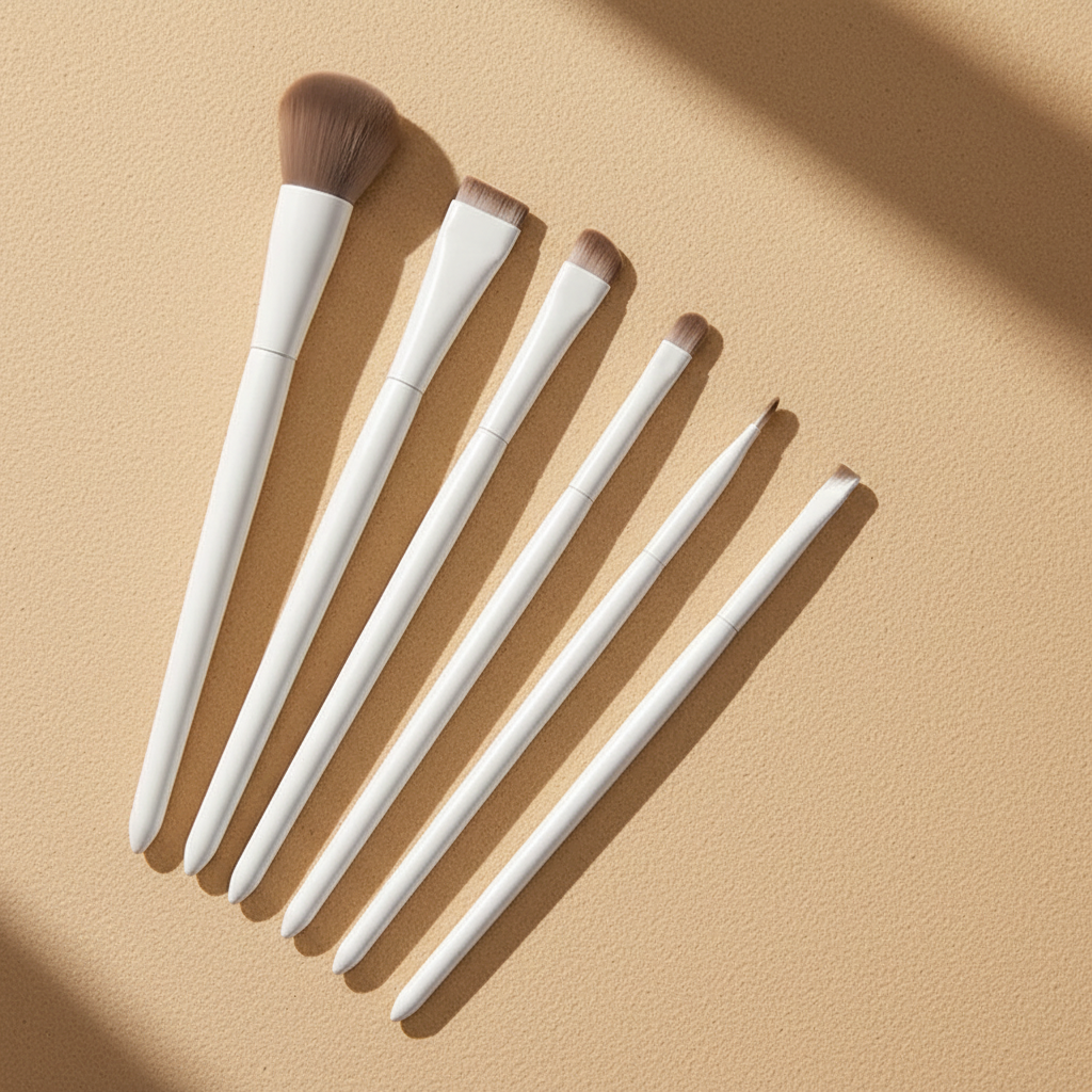 5-Piece White Eye Brush Set - AI Editorial