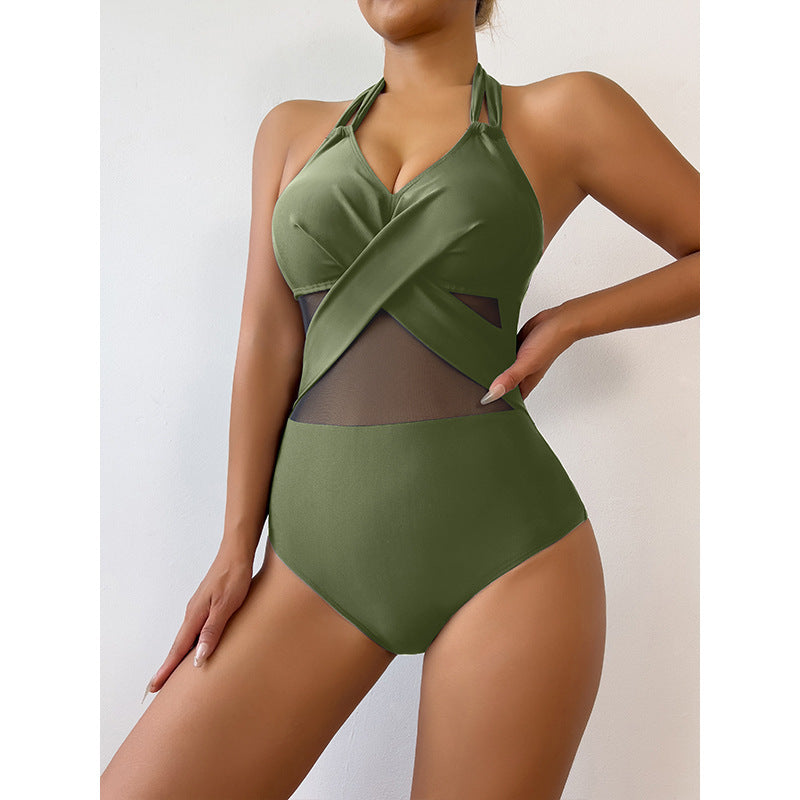 Women's Solid Colour One-Piece Swimsuit Michan Direct