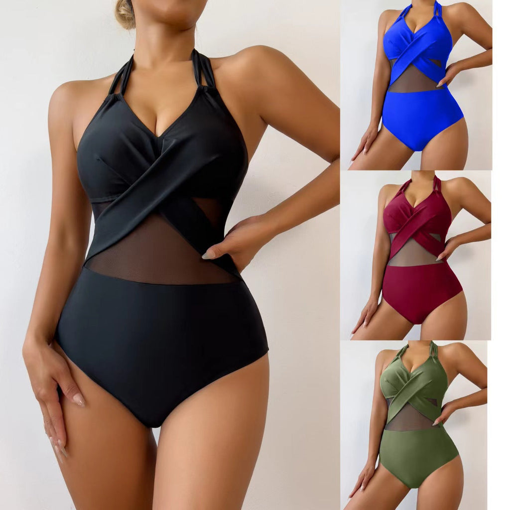 Women's Solid Colour One-Piece Swimsuit Michan Direct