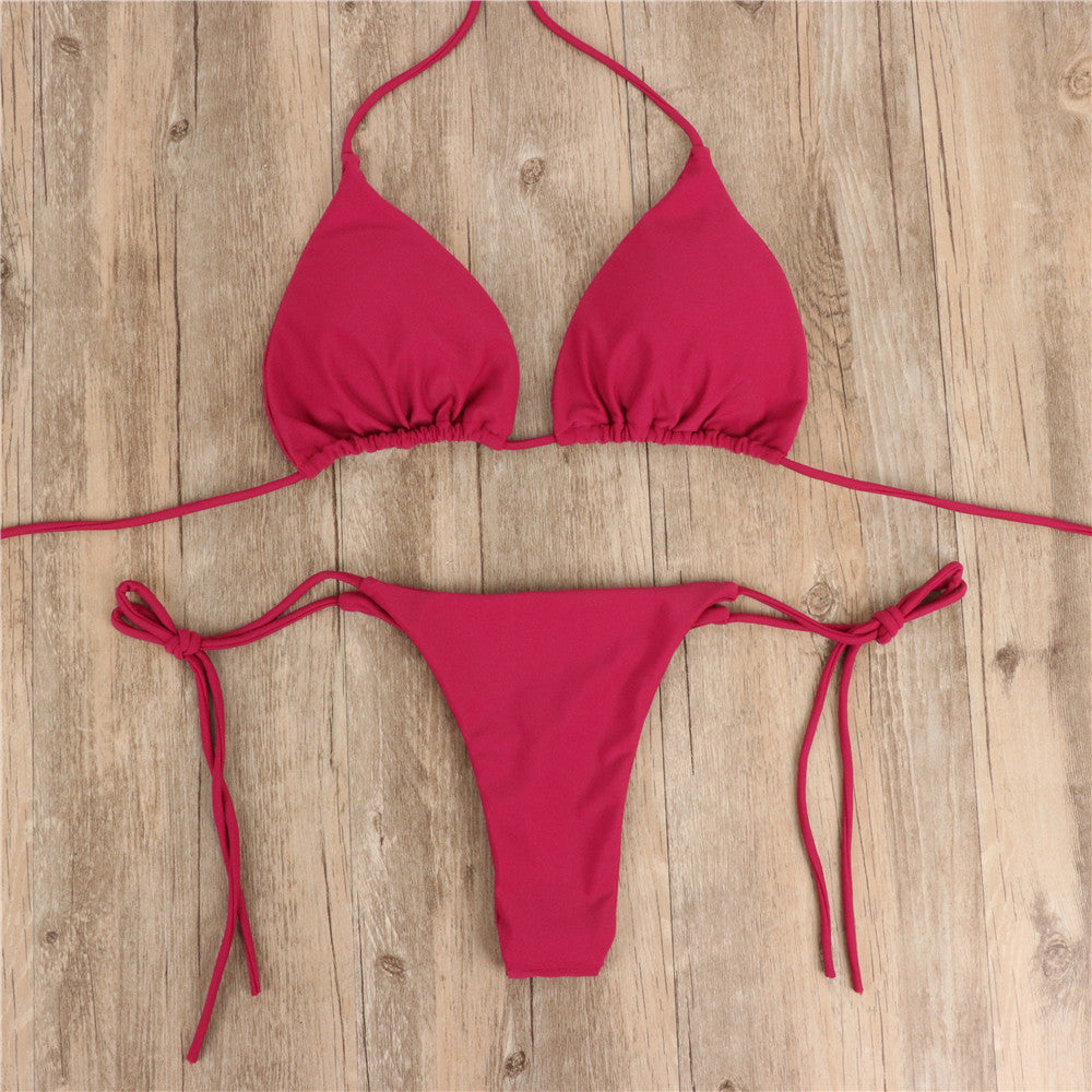 Women's Halterneck Lace-Up Bikini Set with Adjustable Straps Michan Direct
