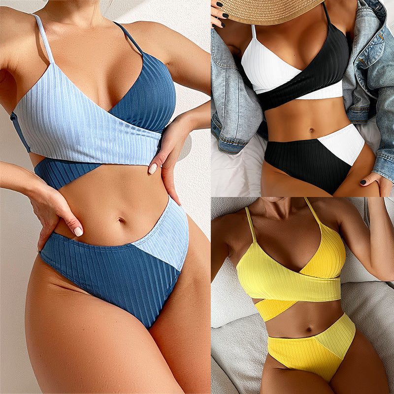 Women's Ribbed High-Waisted Bikini Set