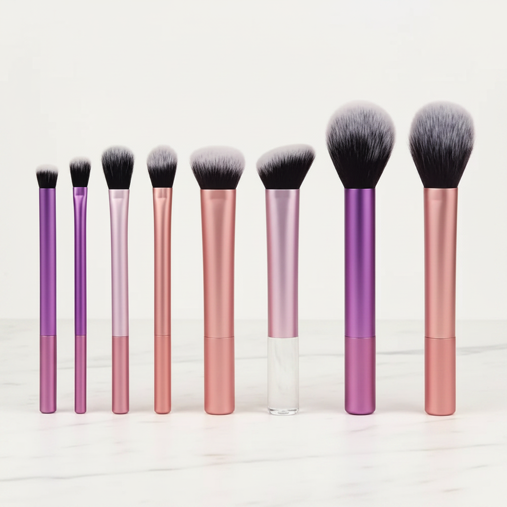 8pcs Purple Rose Gold Brush Kit - AI Editorial