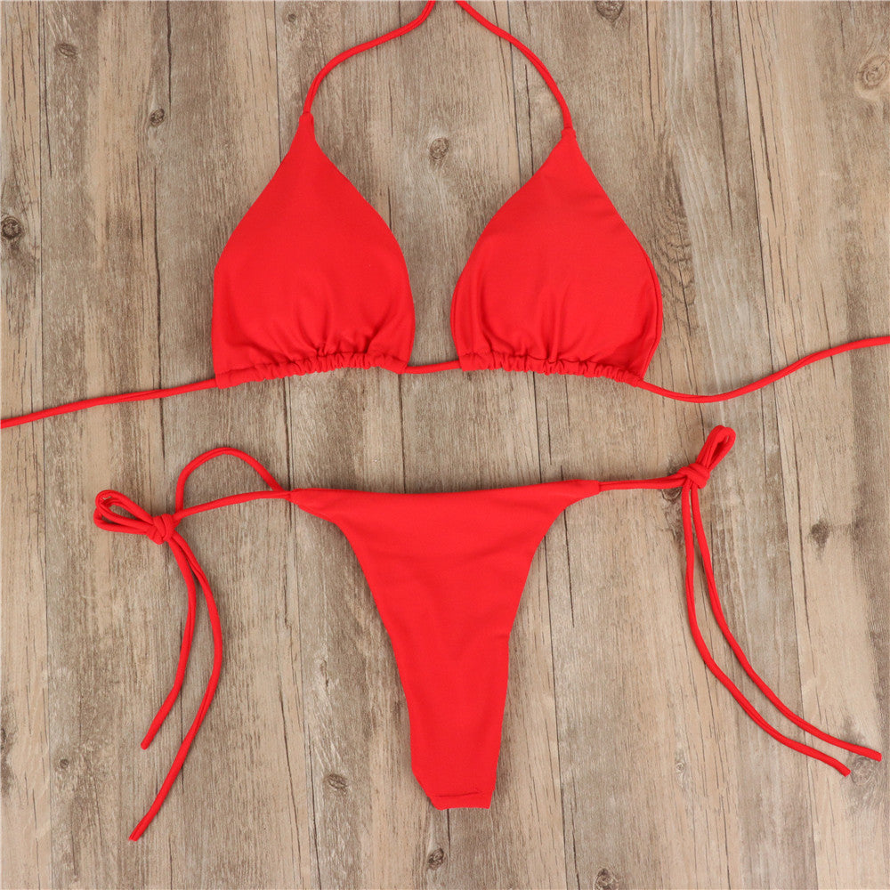 Women's Halterneck Lace-Up Bikini Set with Adjustable Straps Michan Direct