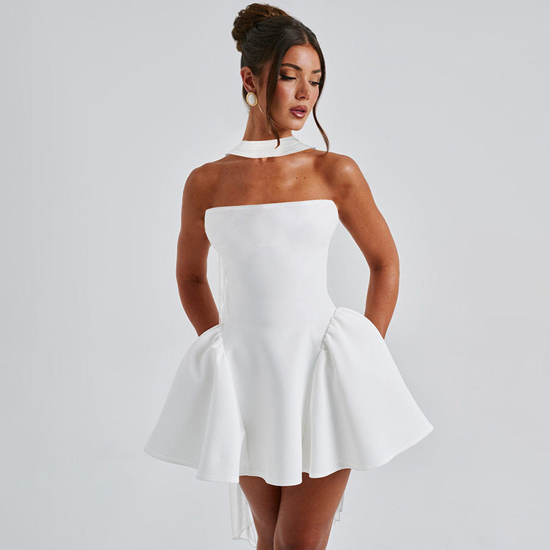 Strapless Backless Mini Dress with Back Zip