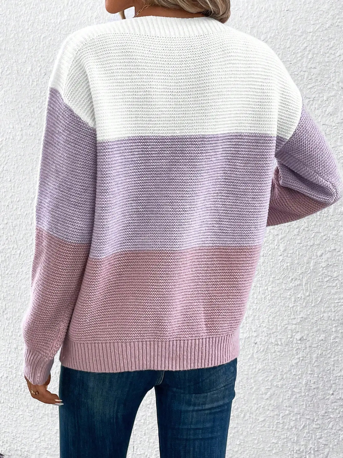 Women's Striped Slash-Neck Knit Sweater Zenflow Active