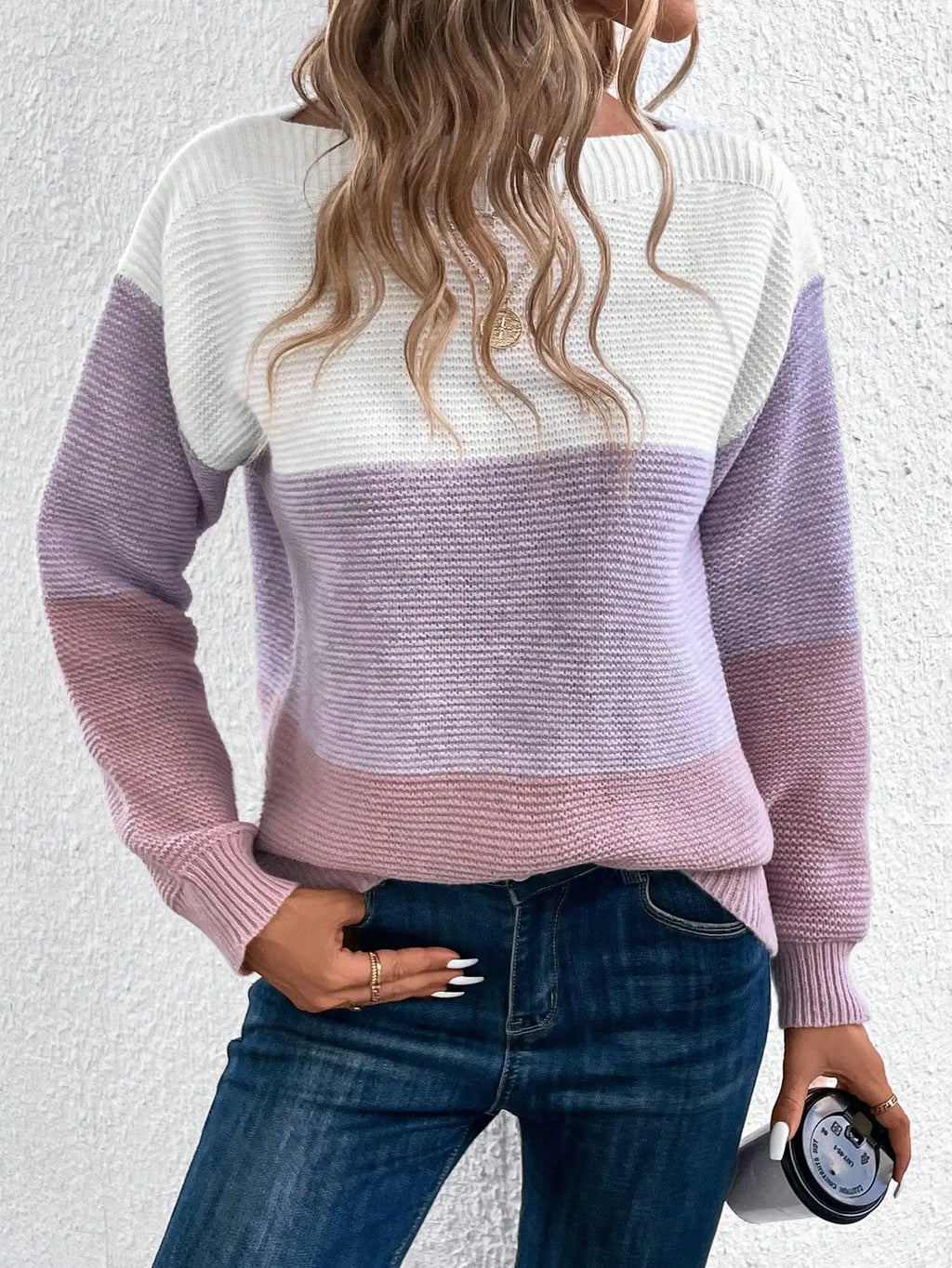 Women's Striped Slash-Neck Knit Sweater Zenflow Active