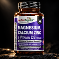 Magnesium, Calcium, Zinc & Vitamin D3 (Vegan D3) | Advanced Immunity Support | 6 Months Supply | Made in the UK NUTRABYTES