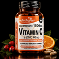 High Strength Vitamin C 1500mg and Zinc 40mg | High Strength Vegan Capsules | Advanced Immunity Support | Sugar Free | 3