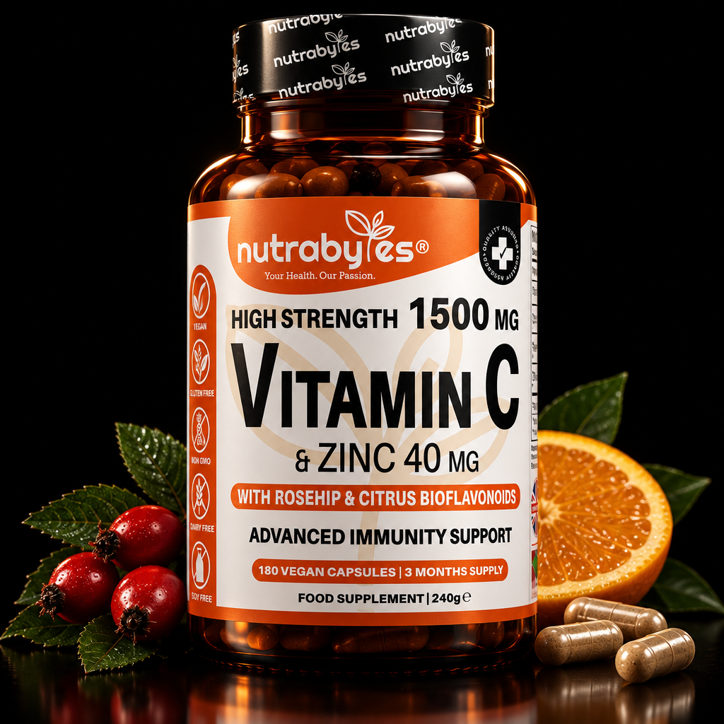 High Strength Vitamin C 1500mg and Zinc 40mg | High Strength Vegan Capsules | Advanced Immunity Support | Sugar Free | 3 Months Supply | Made in the UK