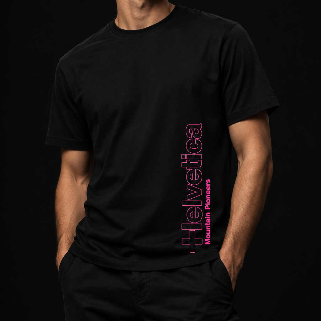 Helvetica Bastia Cotton Stretch T-Shirt – Black