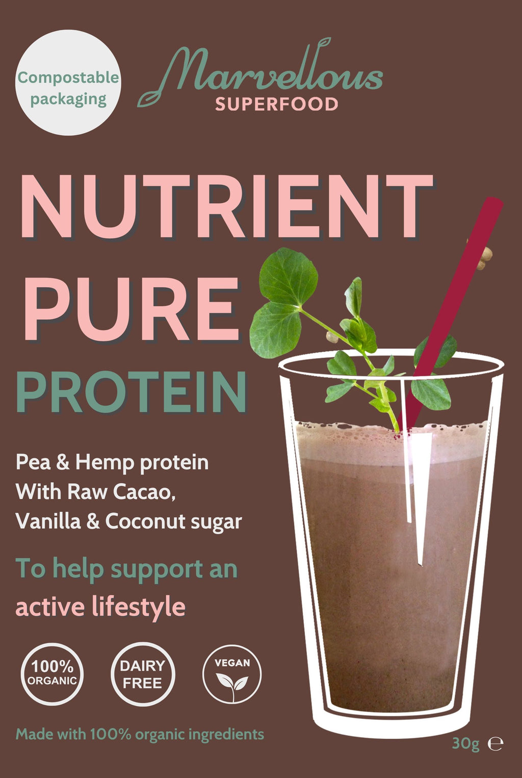 Nutrient pure - Plant-Based Protein Powder with Cacao & Vanilla marvelloussuperfood