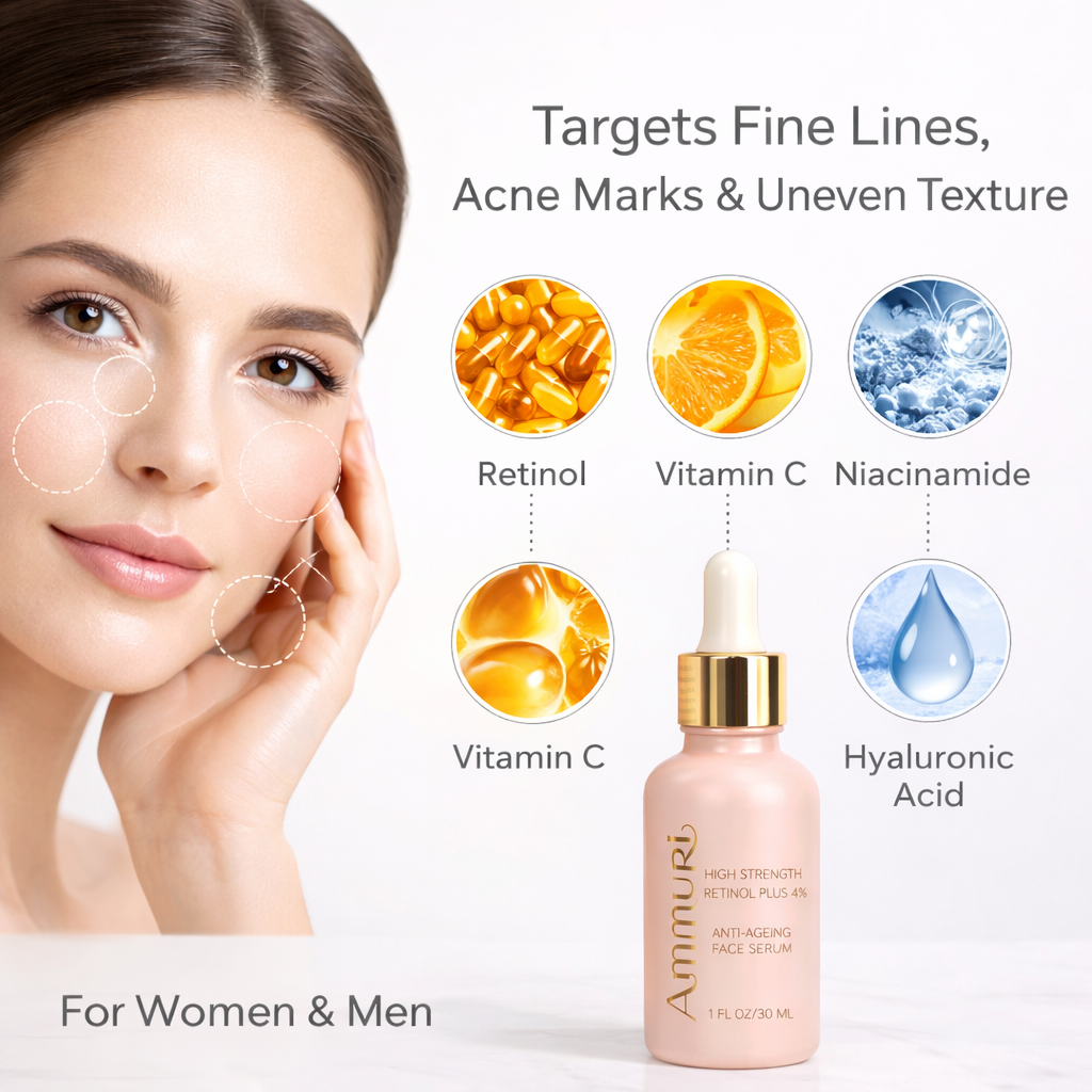 High Strength Retinol 4% Serum for Fine Lines & Uneven Tone (30ml) | Ammuri Ammuri Beauty