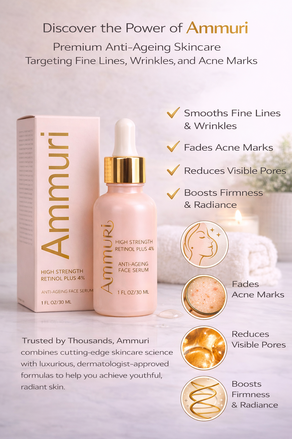 High Strength Retinol 4% Serum for Fine Lines & Uneven Tone (30ml) | Ammuri Ammuri Beauty