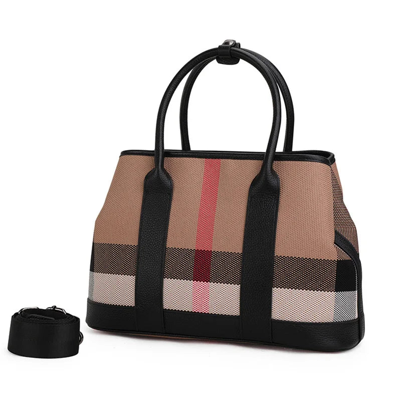 VM FASHION KISS Soft Leather + Canvas Women's Bag Luxury Handbags High Quality Large Capacity Designer Tote Bag - Zenflow Active