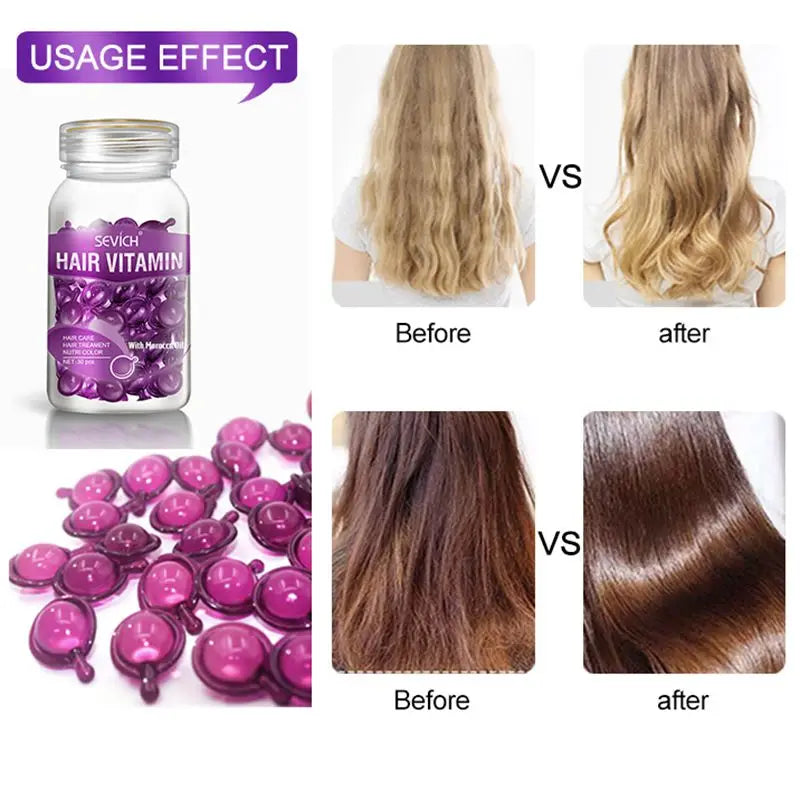 Sevich Smooth Silky Hair Vitamin Capsule Keratin Complex Oil Hair Care Repair Damaged Hair Serum Anti-Loss Moroccan Hair Oil - Zenflow Active