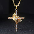 18k Gold Filled Bling Zircon Diamonds Gemstones Crown & Cross Royal Cool Pendnat Necklaces for Men - Zenflow Active