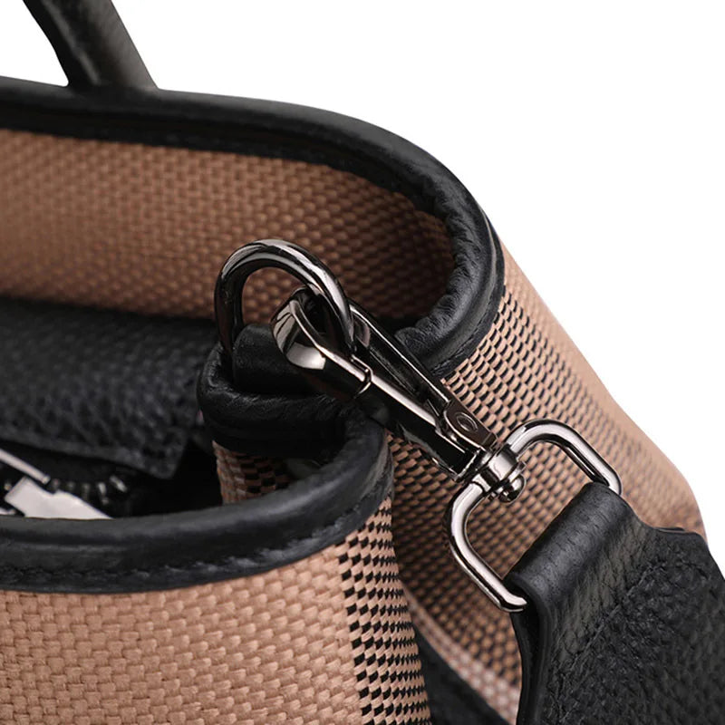 VM FASHION KISS Soft Leather + Canvas Women's Bag Luxury Handbags High Quality Large Capacity Designer Tote Bag - Zenflow Active