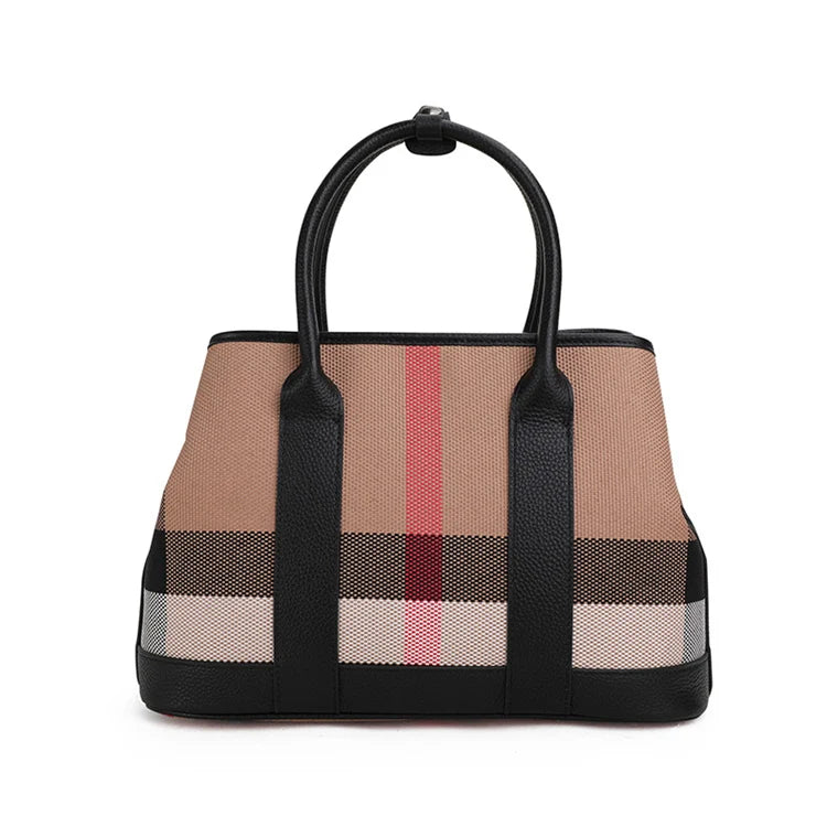 VM FASHION KISS Soft Leather + Canvas Women's Bag Luxury Handbags High Quality Large Capacity Designer Tote Bag - Zenflow Active