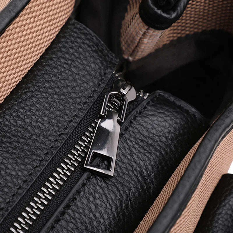 VM FASHION KISS Soft Leather + Canvas Women's Bag Luxury Handbags High Quality Large Capacity Designer Tote Bag - Zenflow Active