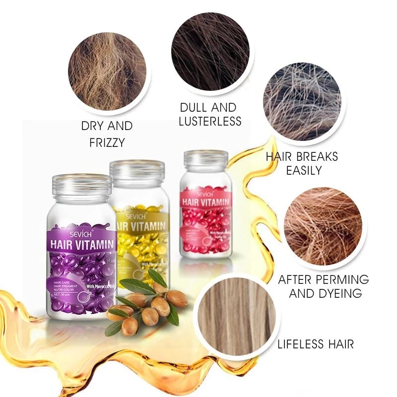 Sevich Smooth Silky Hair Vitamin Capsule Keratin Complex Oil Hair Care Repair Damaged Hair Serum Anti-Loss Moroccan Hair Oil - Zenflow Active