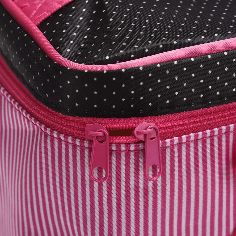Bow Stripe Satin Makeup Pouch — Travel Cosmetic Organiser - Zenflow Active