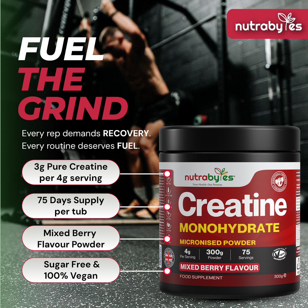Flavoured Creatine Monohydrate Powder 300g (75 Servings) | Micronised Creatine Powder | Supplement for Women & Men | Vegan