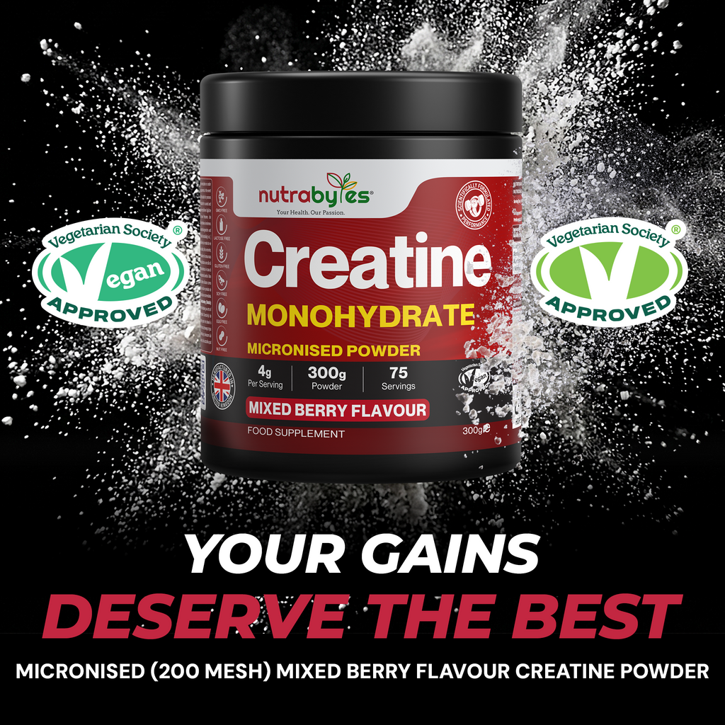 Flavoured Creatine Monohydrate Powder 300g (75 Servings) | Micronised Creatine Powder | Supplement for Women & Men | Vegan
