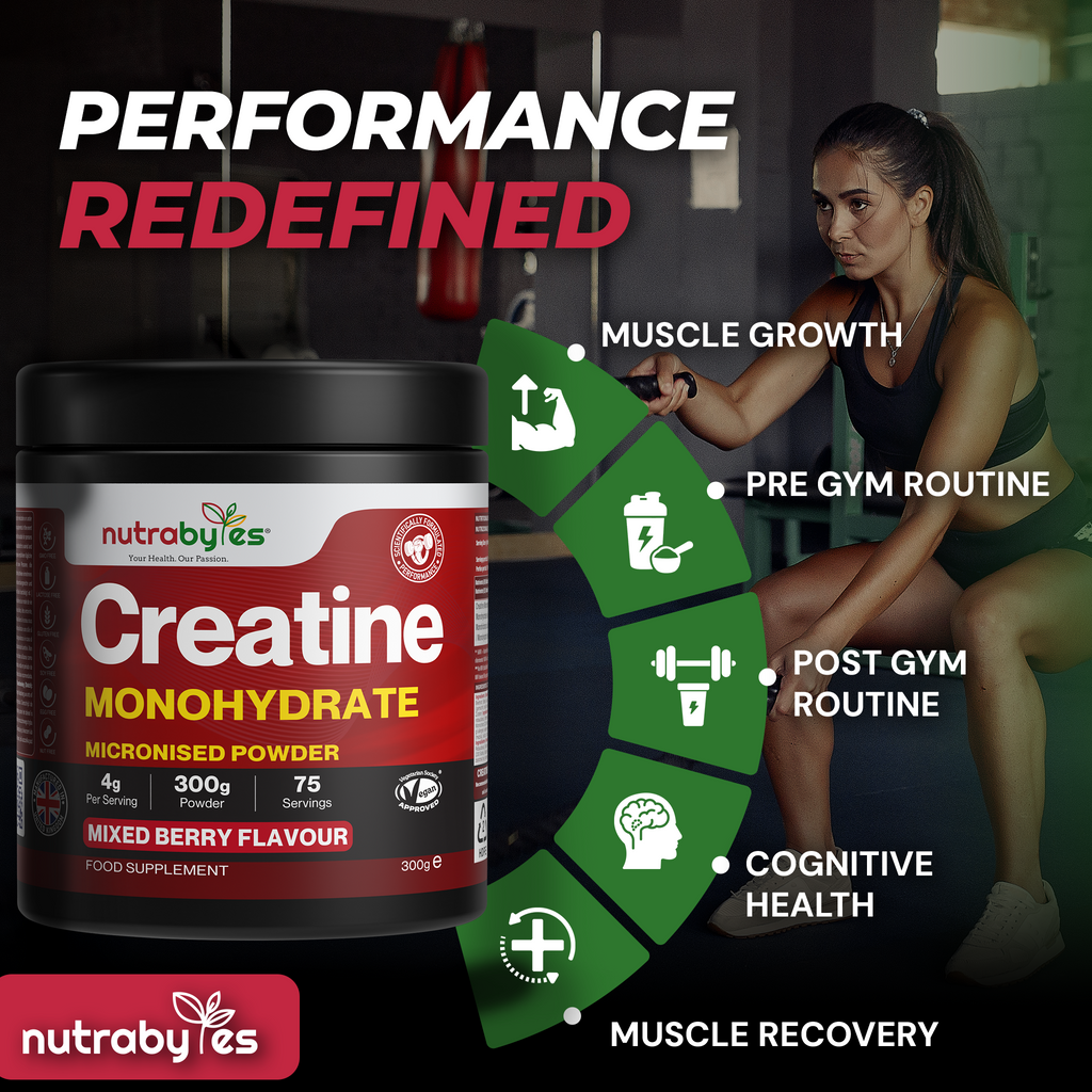 Flavoured Creatine Monohydrate Powder 300g (75 Servings) | Micronised Creatine Powder | Supplement for Women & Men | Vegan