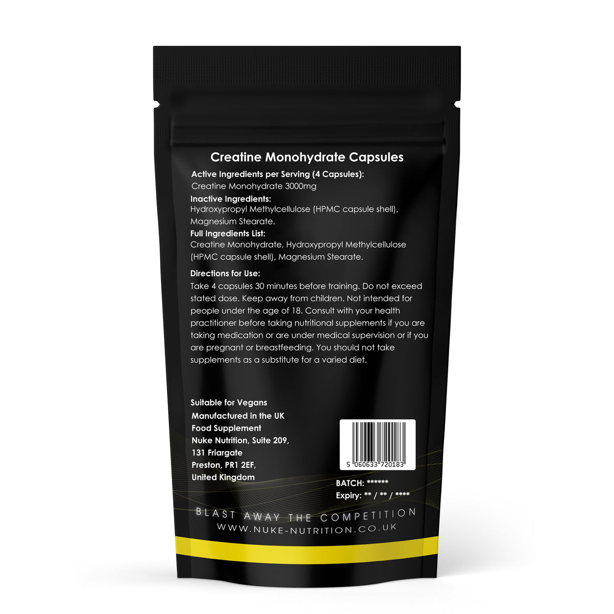 Creatine Monohydrate Capsules 3000mg Serving Muscle Growth & Strength Capsules