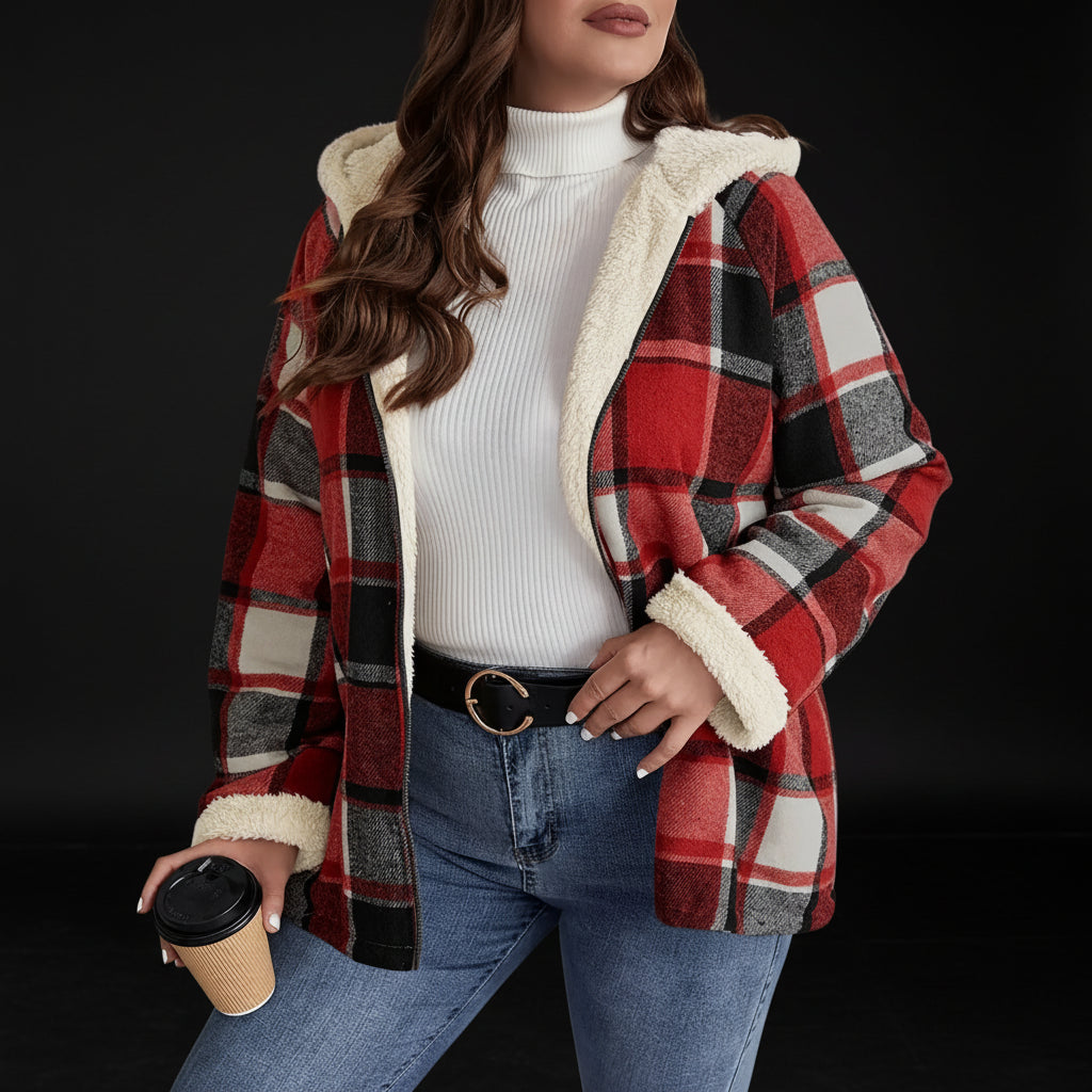 Women's Hooded Plaid Zip Jacket Zenflow Active
