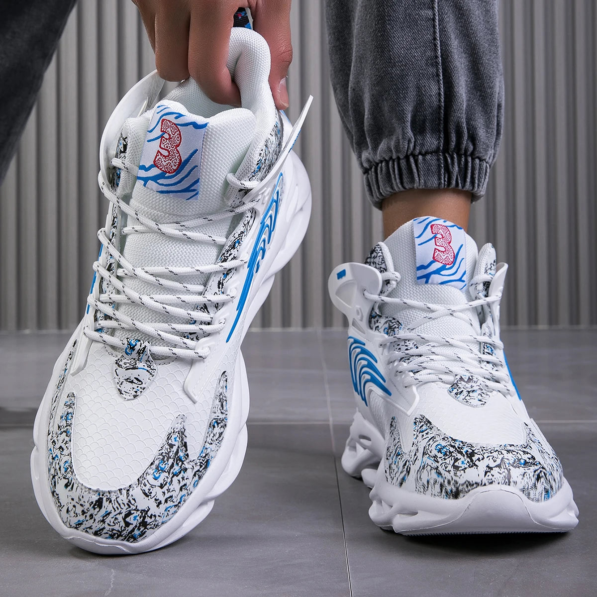 Men's Flyknit Casual Sneakers | Breathable Lightweight Lace-Up Trainers for Everyday Wear - Zenflow Active
