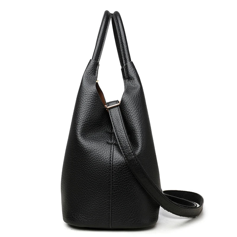 New Trendy Casual Soft PU Women's Handbags Solid Color Large Capacity Female Shoulder Bags Retro Tote Bags For Commute Shopping - Zenflow Active