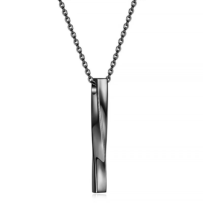 Men's Jewellery Rectangle Pendant Necklace Width 3mm Stainless Steel Handmade - Zenflow Active