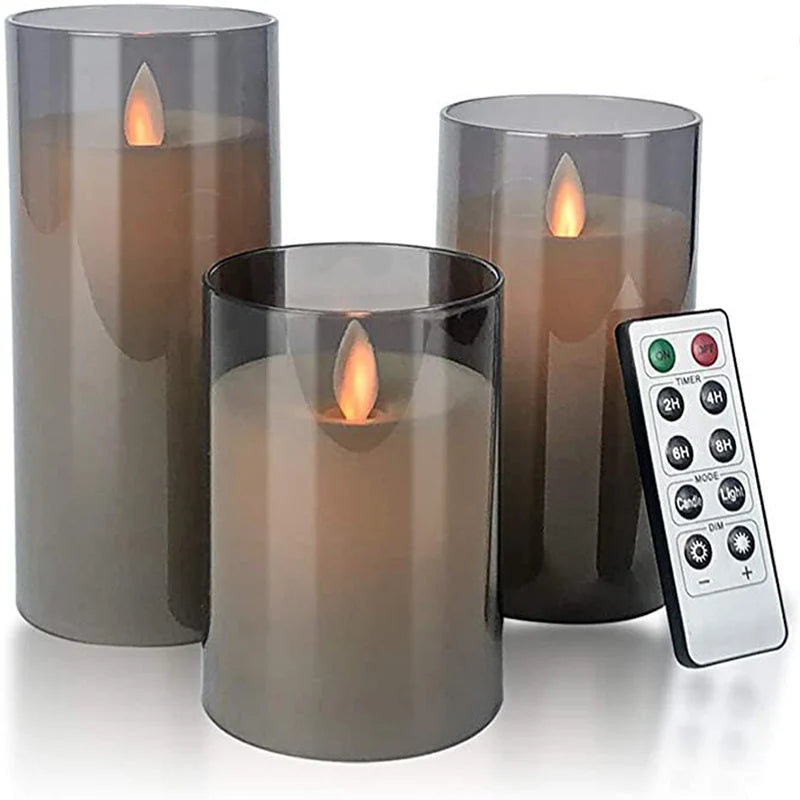Electronic Candle LED Candle Decoration LED Glass Candle Full Set Remote Control Timer - Zenflow Active