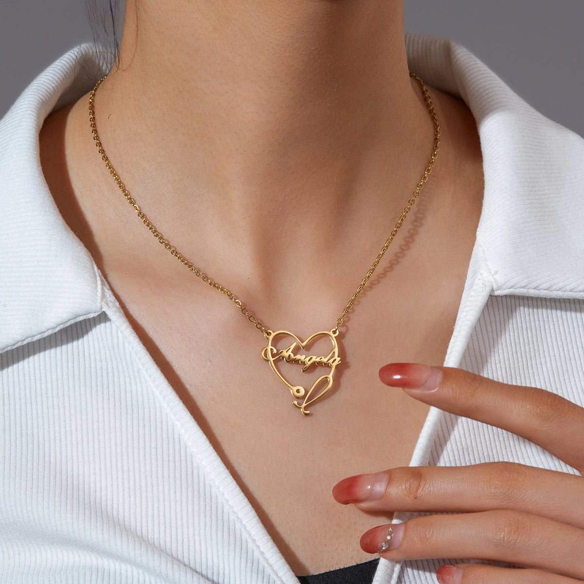 Haiyufly Custom Name Heart Necklace for Women Stainless Steel Jewellery Choker Chains Personalized Couple Valentine's Day Gift - Zenflow Active
