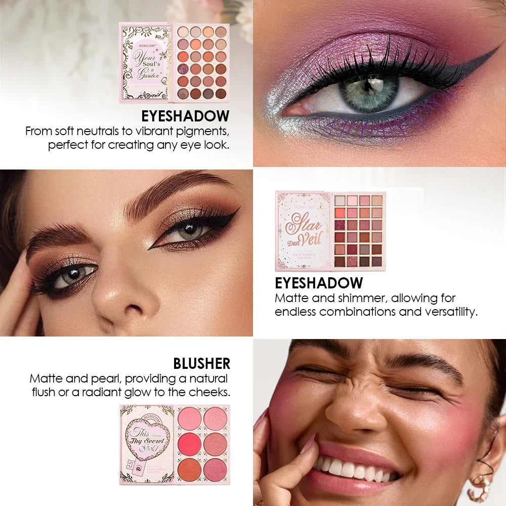 5 Page Full Face Makeup Kit matte and shimmer eyeshadow, blush, contour, lip gloss, and mascara - Zenflow Active
