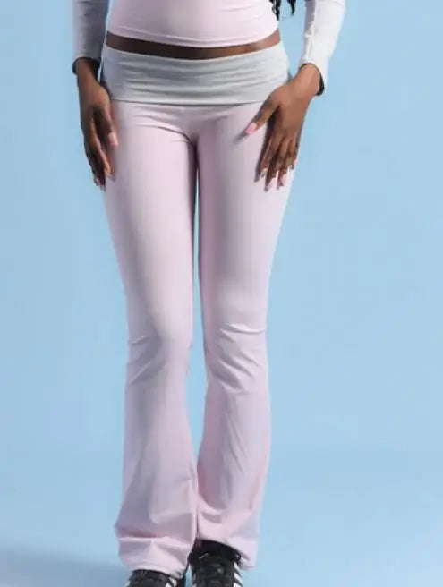 Contrast Colour High-Waist Flare Trousers - Zenflow Active