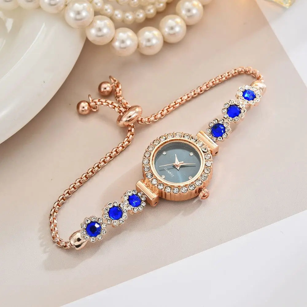 Fashion Rhinestone Women Watches Diamond Flowers Bracelet Ladies Quartz Wristwatch - Zenflow Active