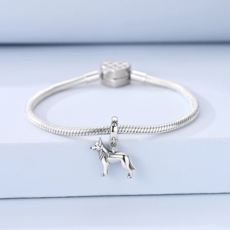 925 Sterling Silver 3D German Shepherd Dog Charm Fit Bracelet 2026 Year of The Horse Fashion Animal Jewelry for Women Girls - Zenflow Active