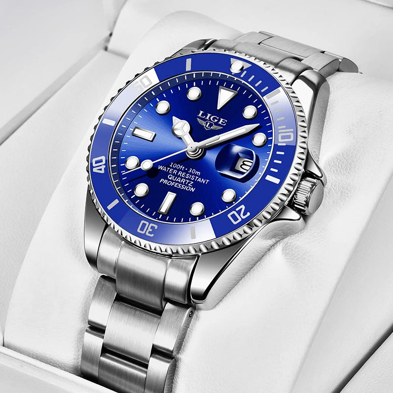 LIGE Luxury Watch For Men 30M Waterproof Luminous Date Quartz - Zenflow Active